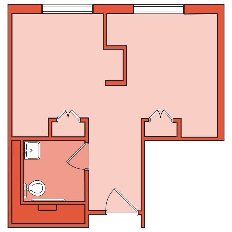 The Levin Palace - Sardinia Floor Plan - Spacious 1 Bedroom / 1 Bath